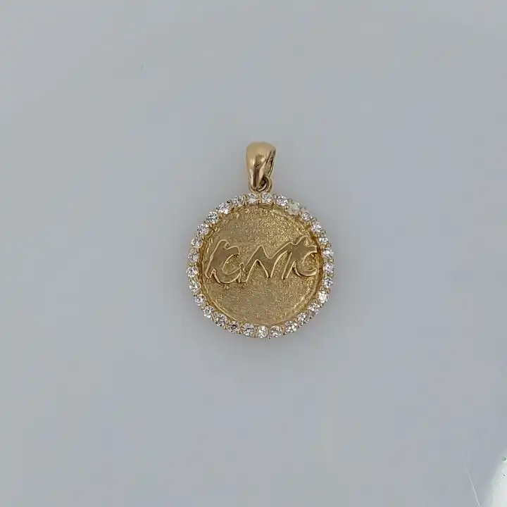 תליון זהב 14K משובץ בזרקוניה  מודרני מתנה לאימא