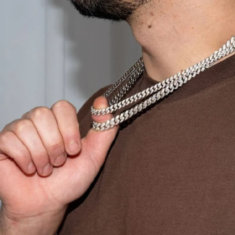 שרשרת קובנית כסף 925  משובצת זרקונים- Oran