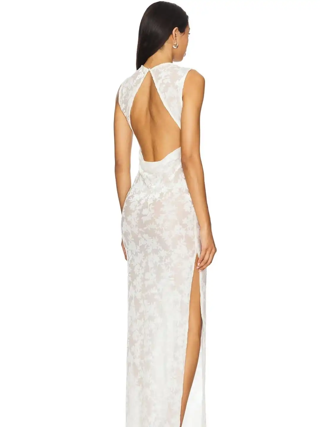 שמלה לבנה תחרה שקופה