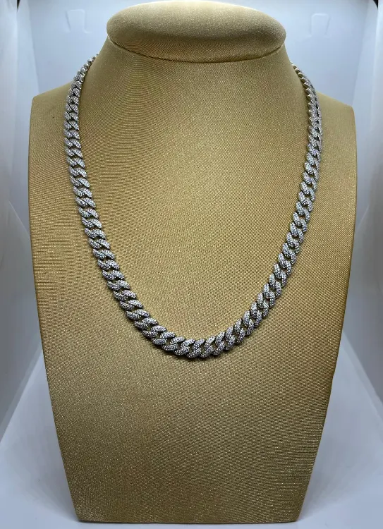 שרשרת קובנית כסף 925  משובצת זרקונים- Oran