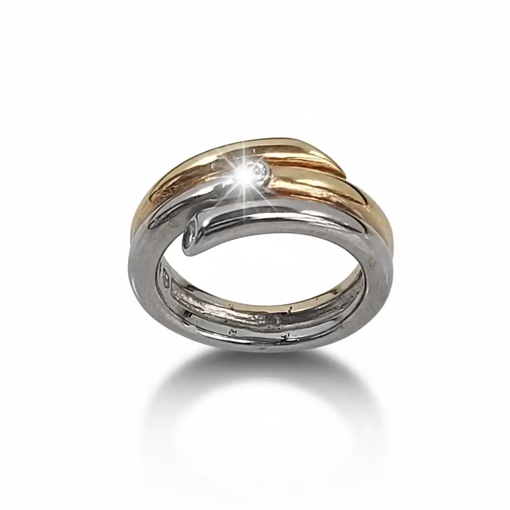 טבעת אירוסין ב2 צבעים זהב 14K
