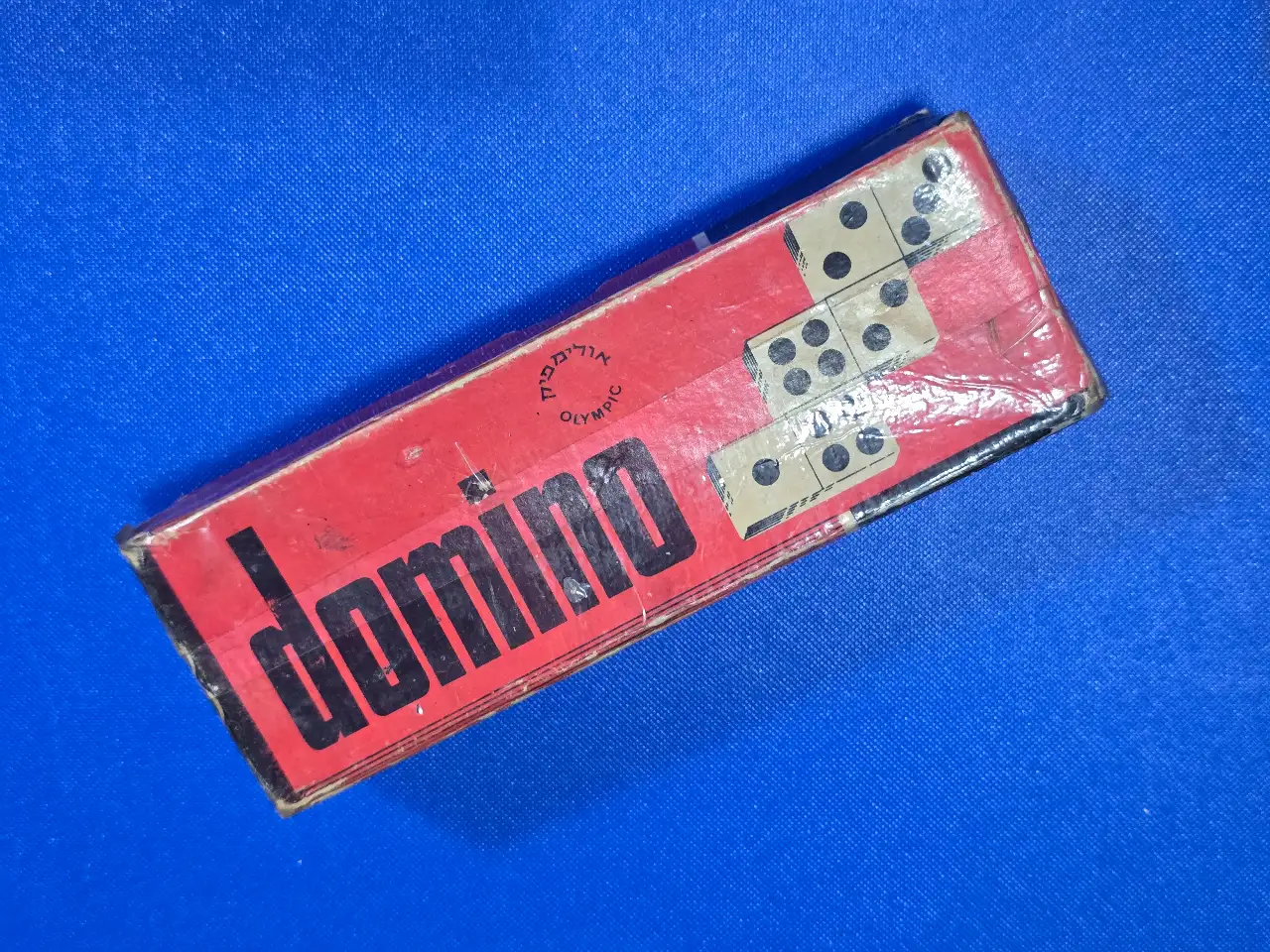 משחק דומינו ישן ח'ב אולימפיה ישראלית ישנה קופסת קרטון אדומה וינט'ג