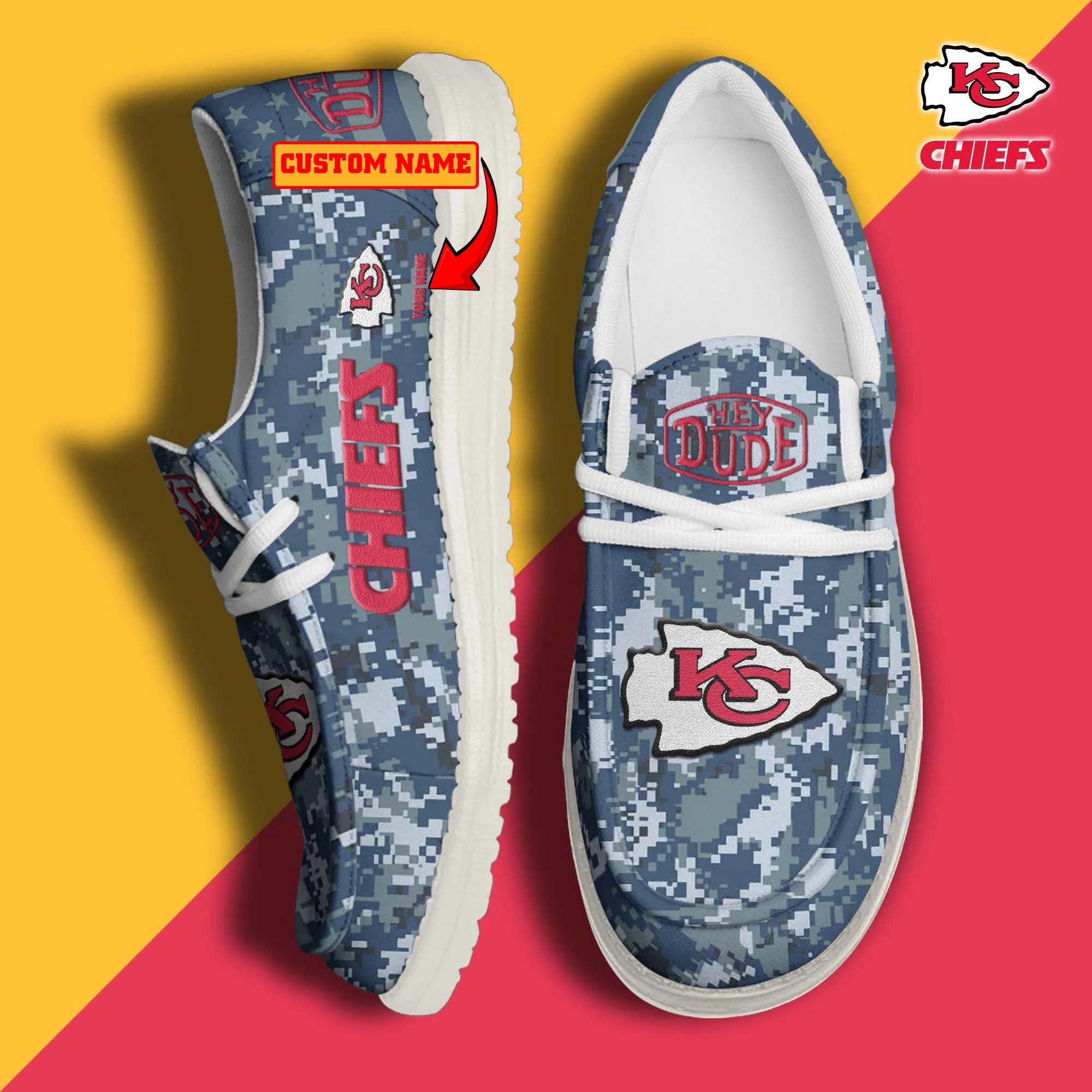 Kansas City Chiefs Custom Name Hey Dude Shoes 313ES-8521