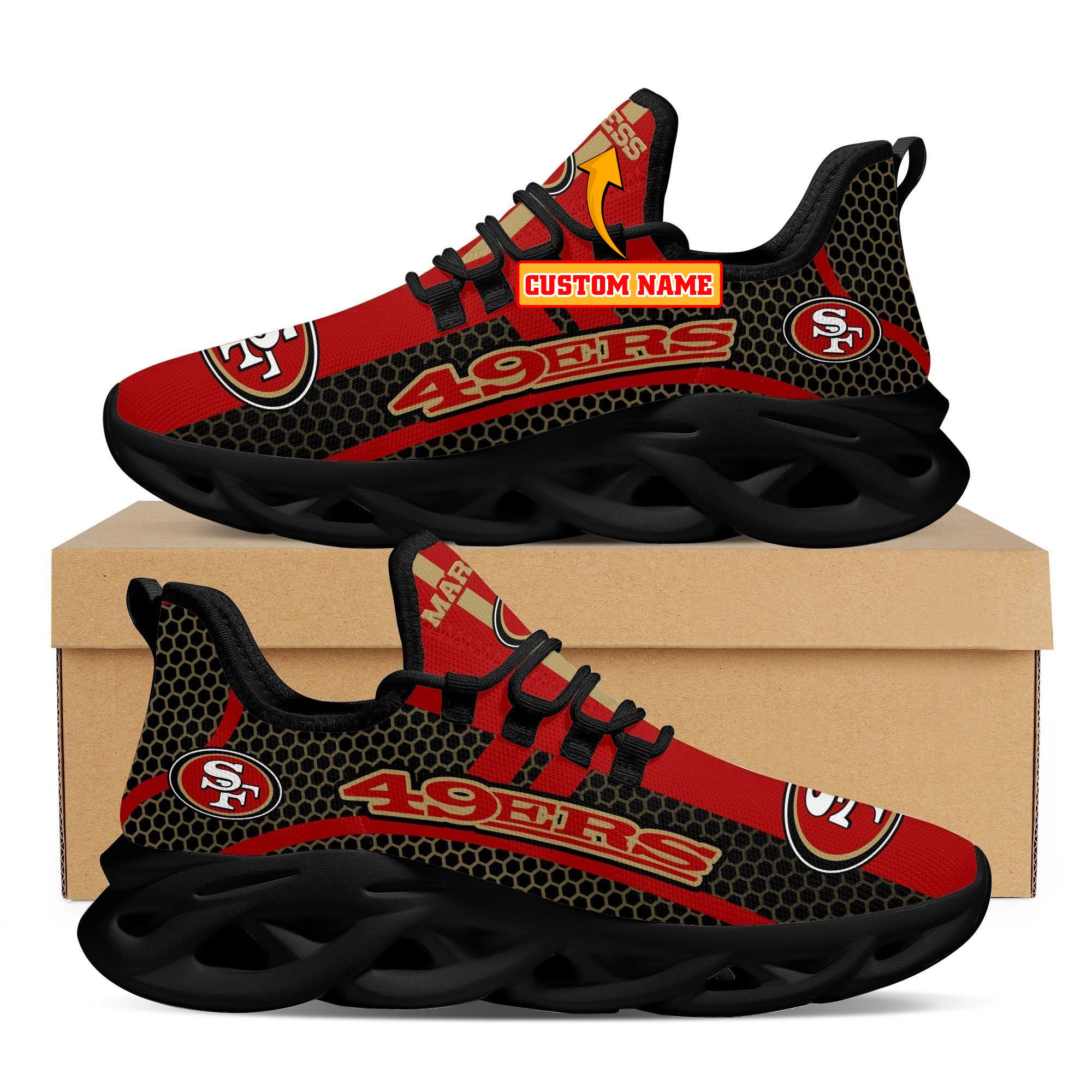 San Francisco 49Ers Shoes Max Soul Luxury NFL Custom Name Sneakers Running Sports Shoes For Men Women
