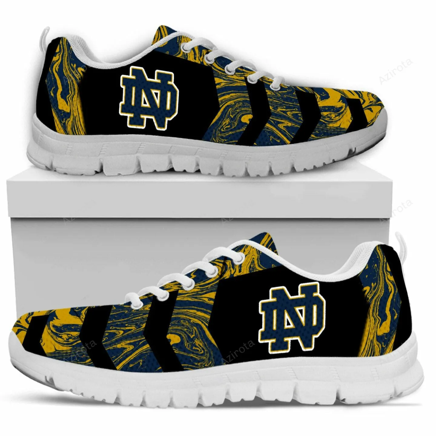 Notre Dame Fighting Irish Black Gold Running Shoes Sport Sneakers 535VL-2394