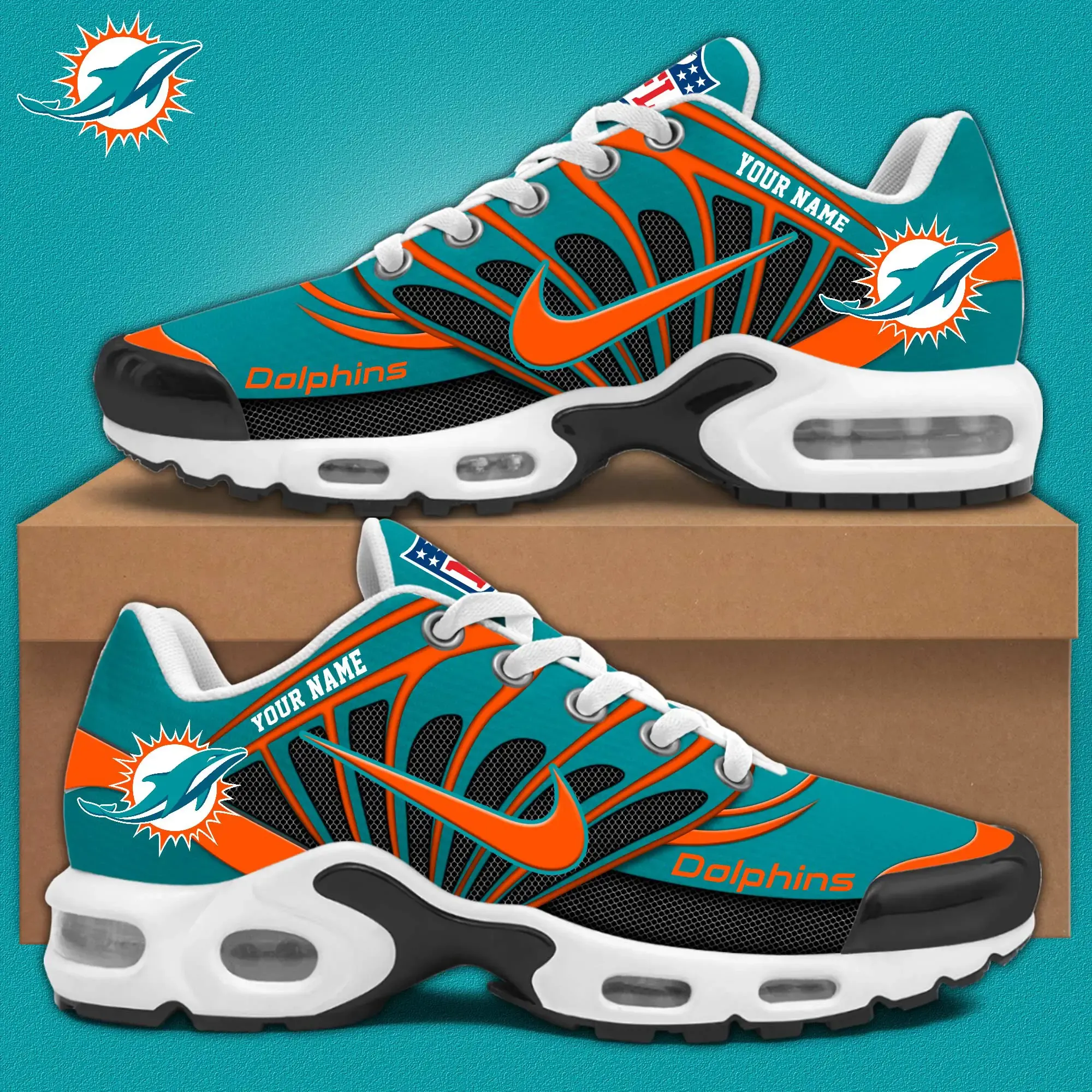 Miami Dolphins New Colorsnike Air Max Plus TN Shoes Air Cushion Sneaker 574PM-9706