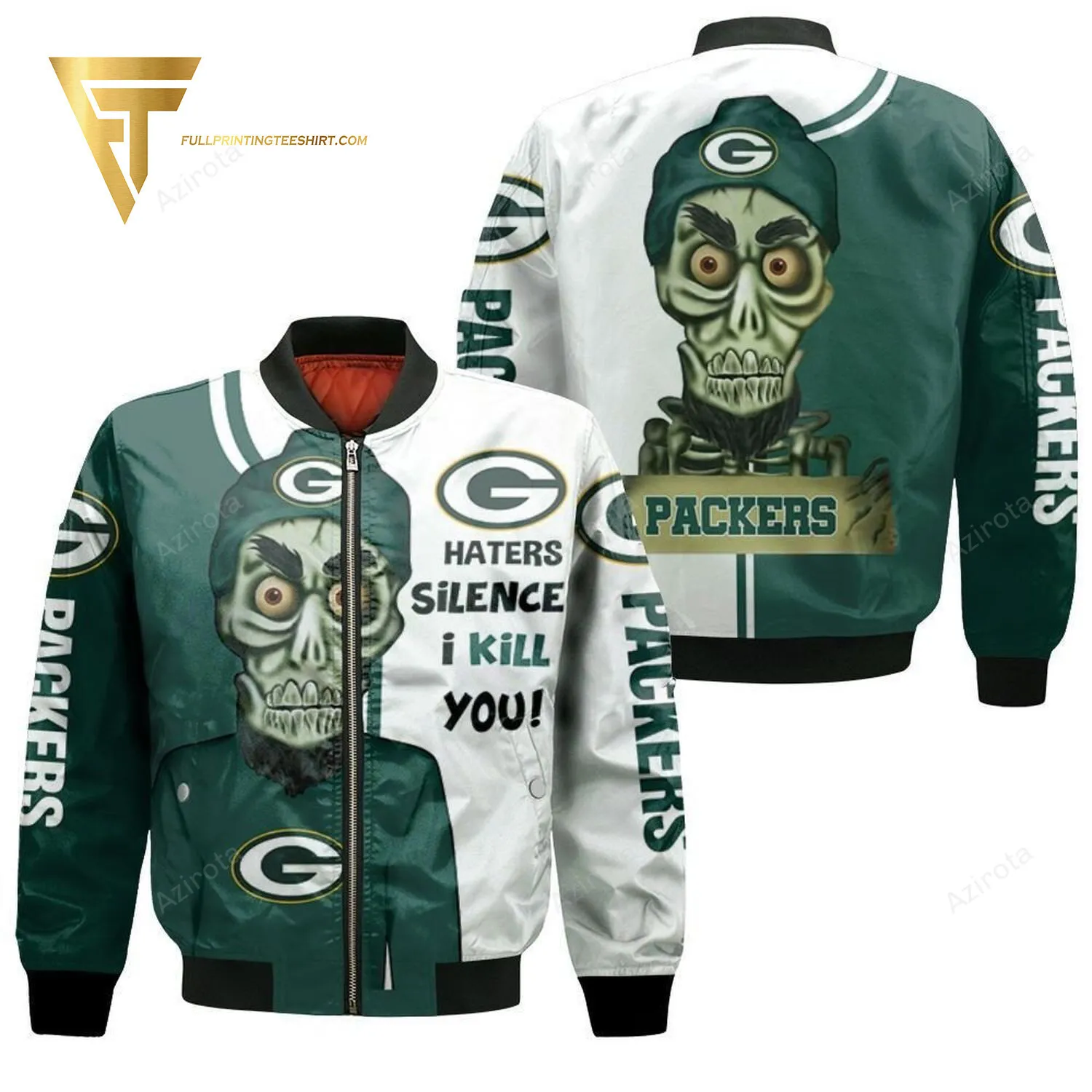 Green Bay Packers Haters Silence I Kill You Achmed Bomber Jacket 466FV-3266