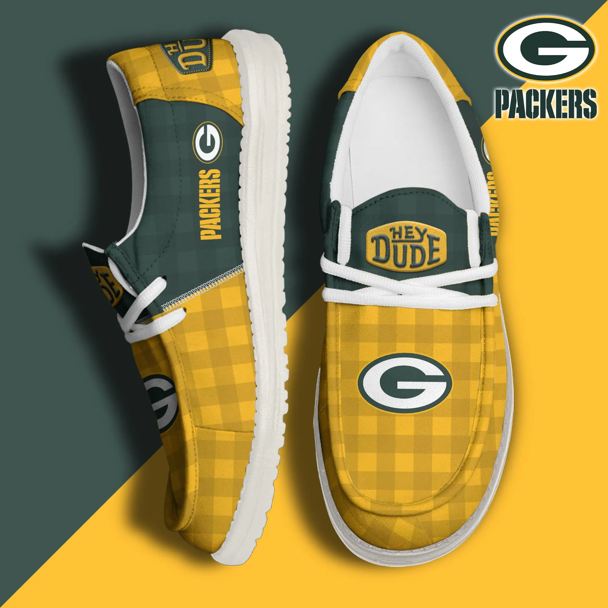 Green Bay Packers Custom Name Hey Dude Shoes 652AW-1458