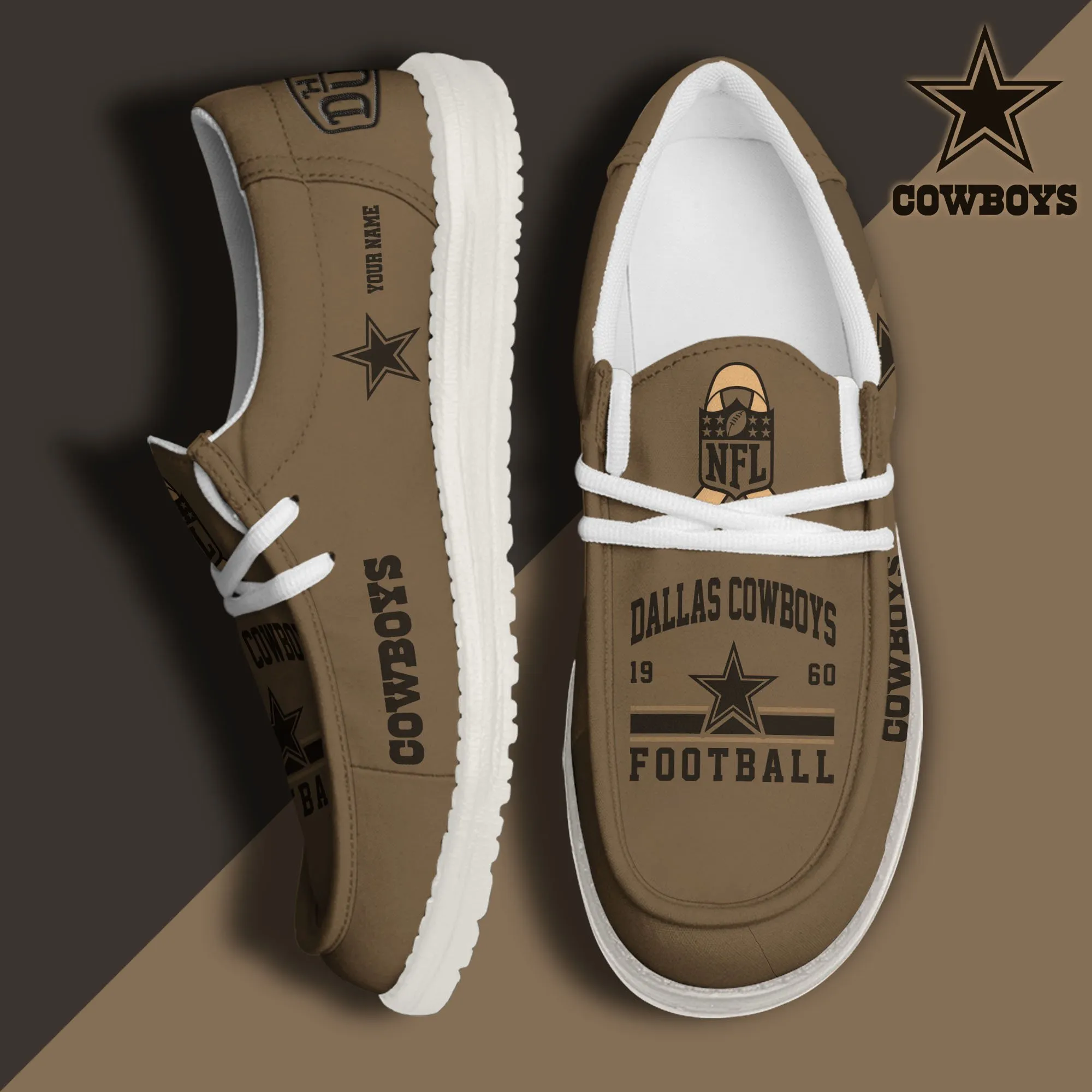 Dallas Cowboys Custom Name Hey Dude Shoes 432PB-7916