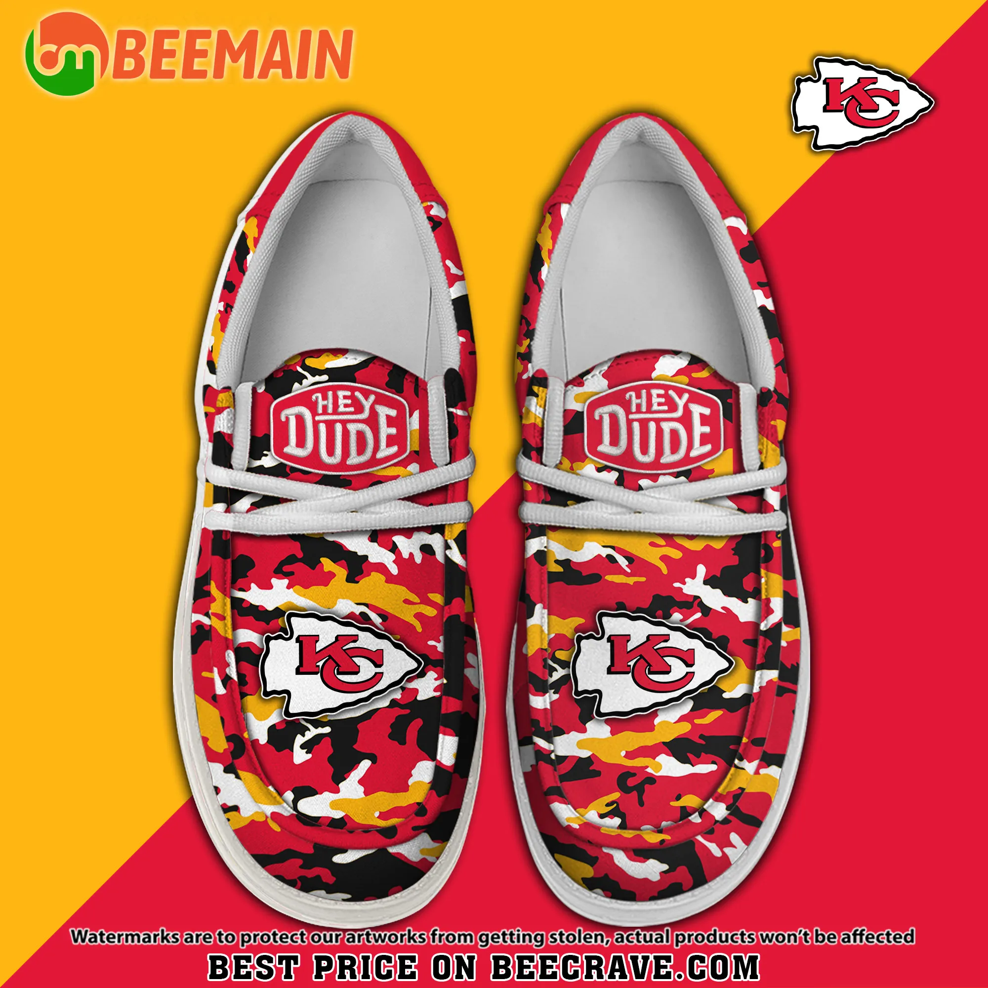Kansas City Chiefs Custom Name Hey Dude Shoes 334SS-9749