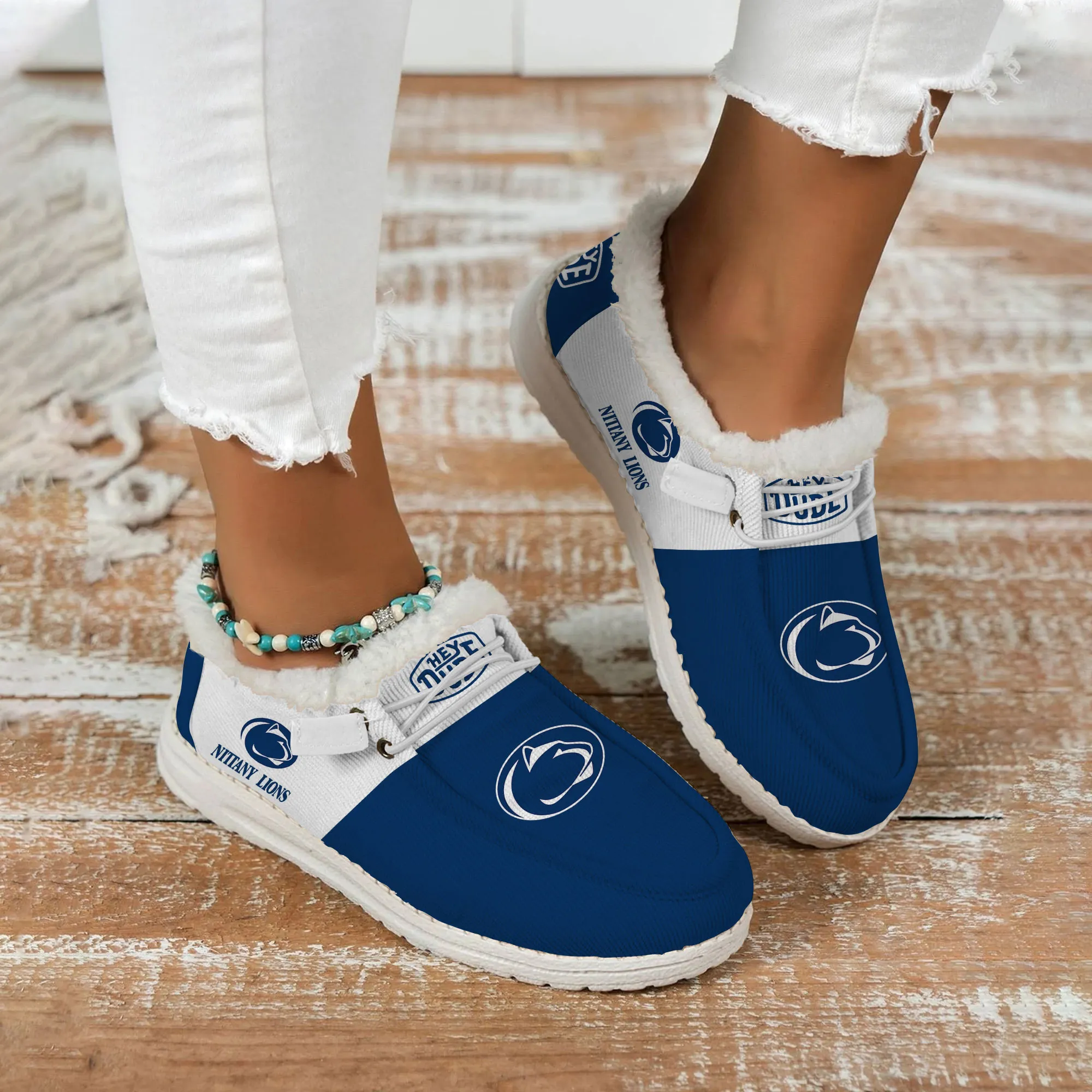 Penn State Nittany Lions Custom Name Hey Dude With Warm Fur Lining Shoe 605VW-3463