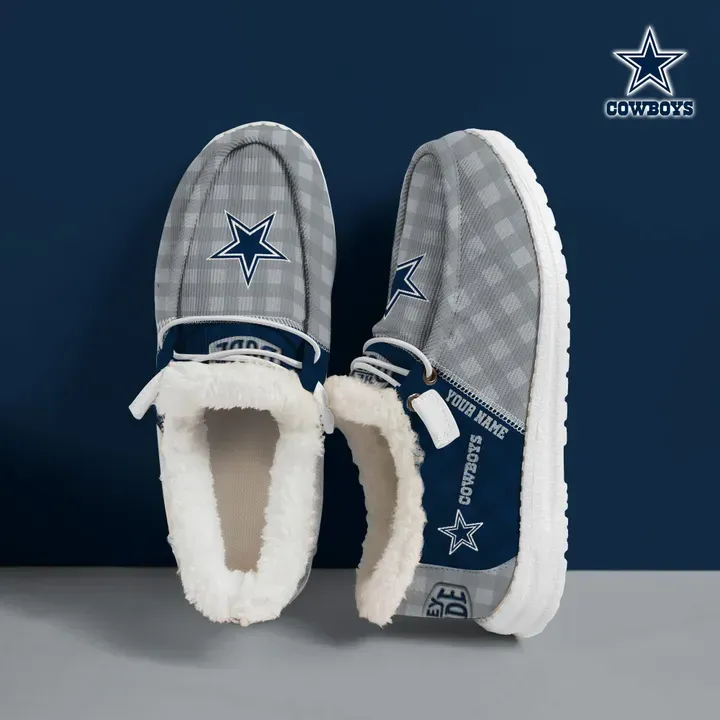 Dallas Cowboys Custom Name Hey Dude With Warm Fur Lining Shoe 969AA-5306