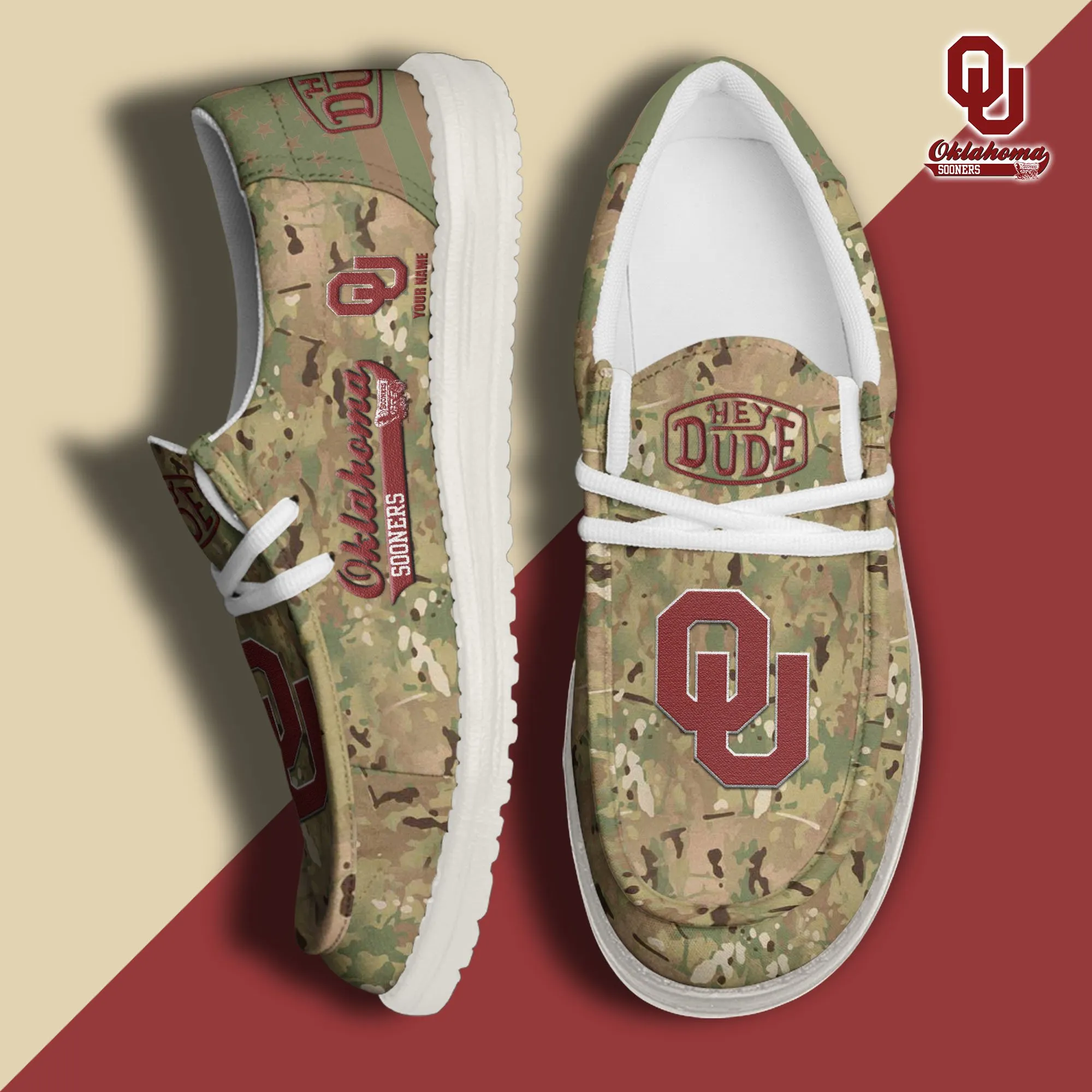 Oklahoma Sooners Custom Name Hey Dude Shoes 105VX-6279
