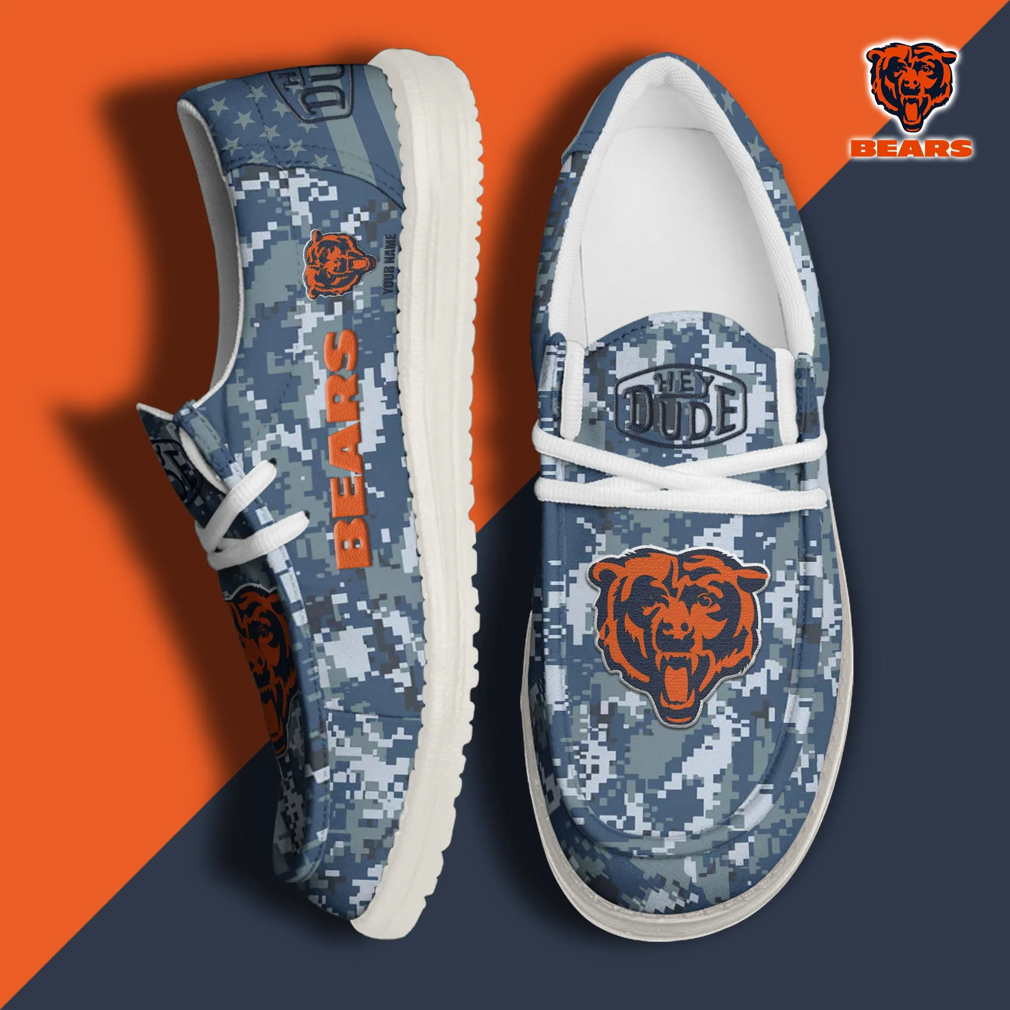 Chicago Bears Custom Name Hey Dude Shoes 447NE-3677
