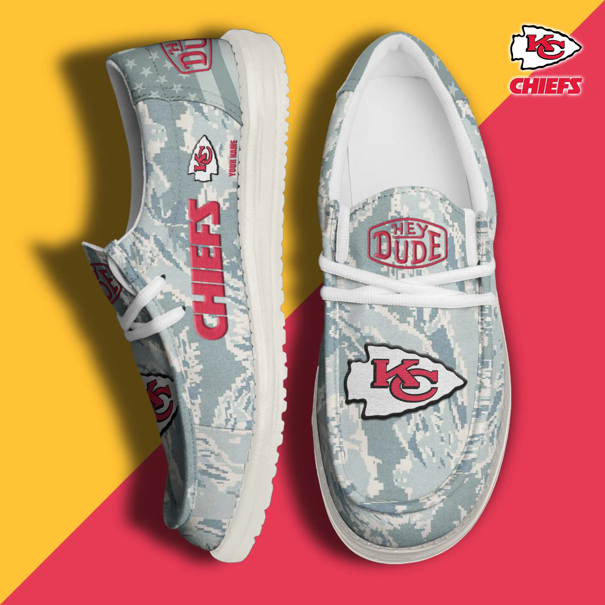 Kansas City Chiefs Custom Name Hey Dude Shoes 213DY-9253