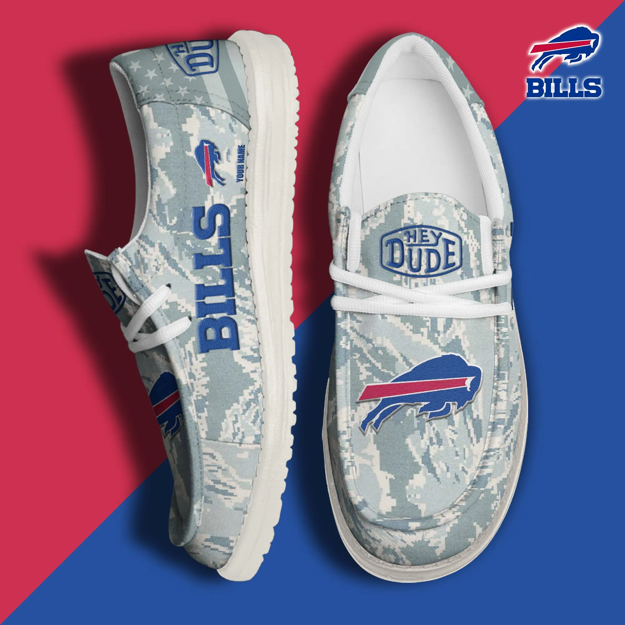Buffalo Bills Custom Name Hey Dude Shoes 820TM-6050