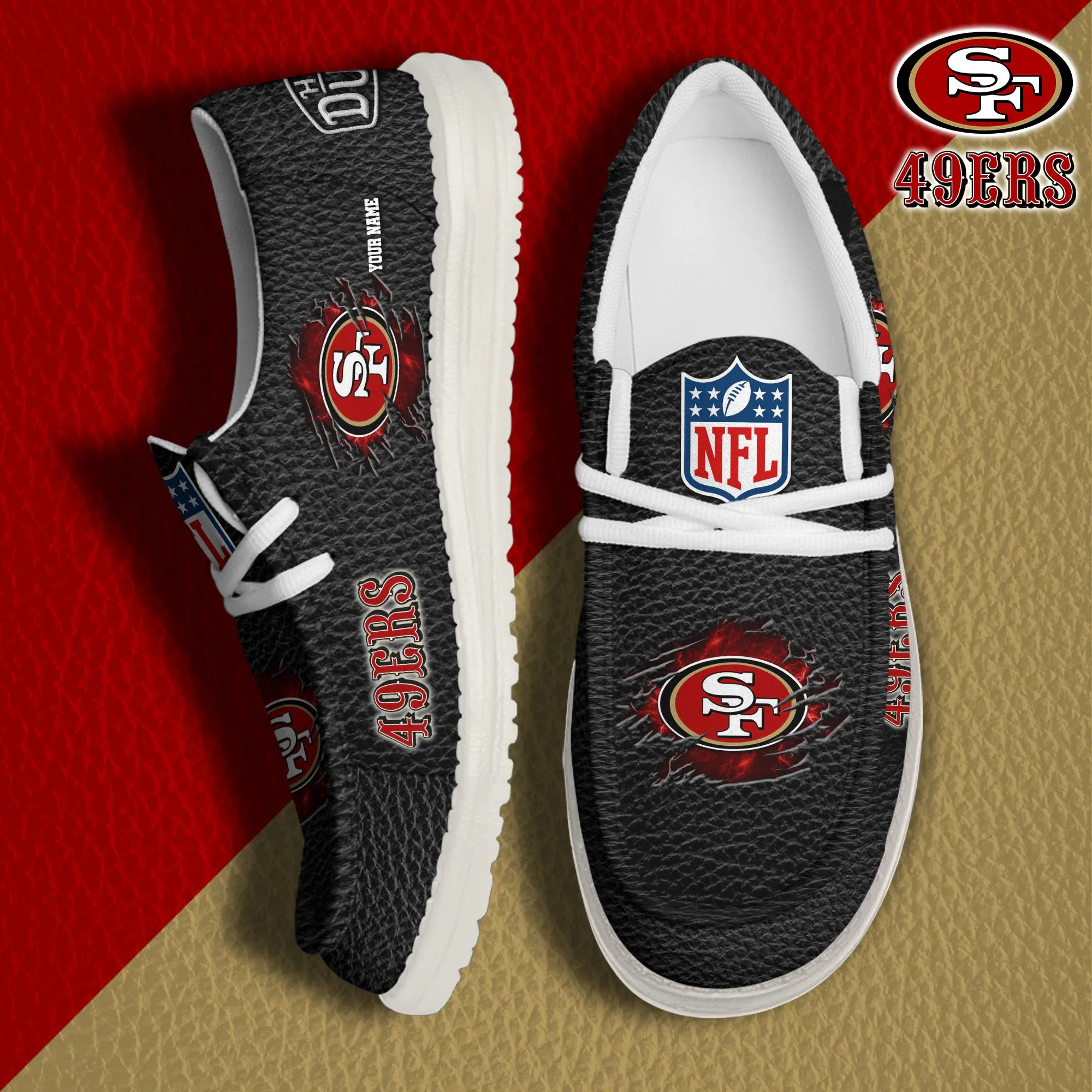 San Francisco 49ers Custom Name Hey Dude Shoes 449JX-1447