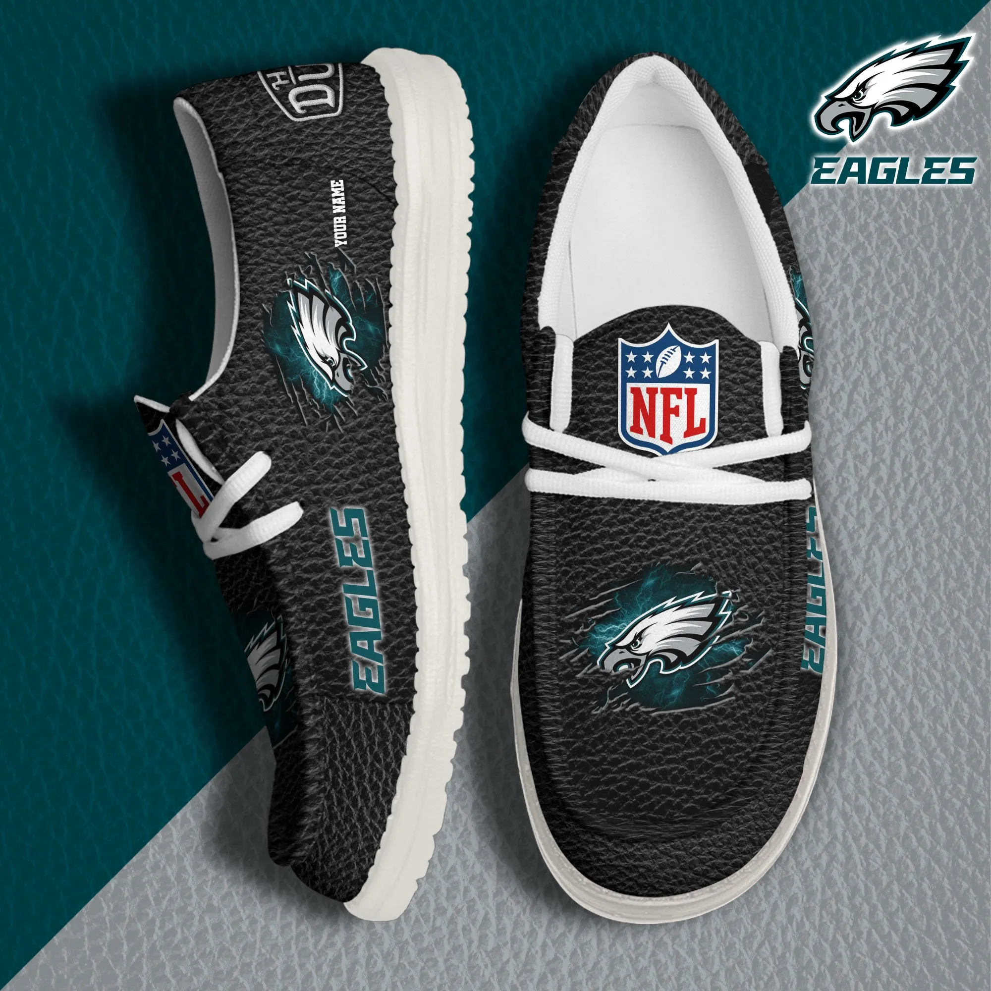 Philadelphia Eagles Custom Name Hey Dude Shoes 255EJ-9789