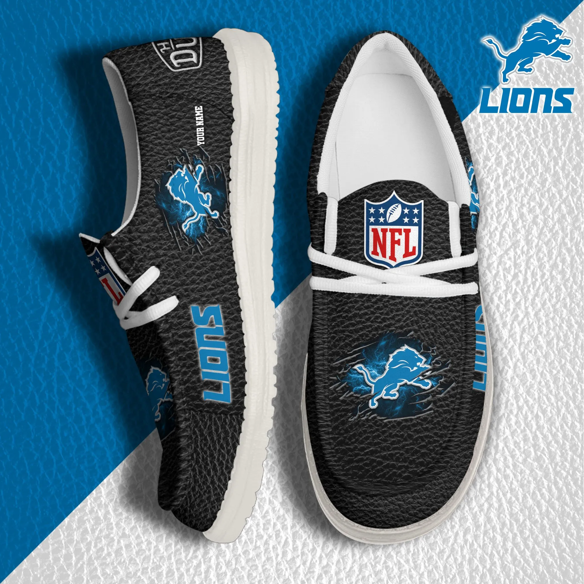 Detroit Lions Custom Name Hey Dude Shoes 948HH-4880