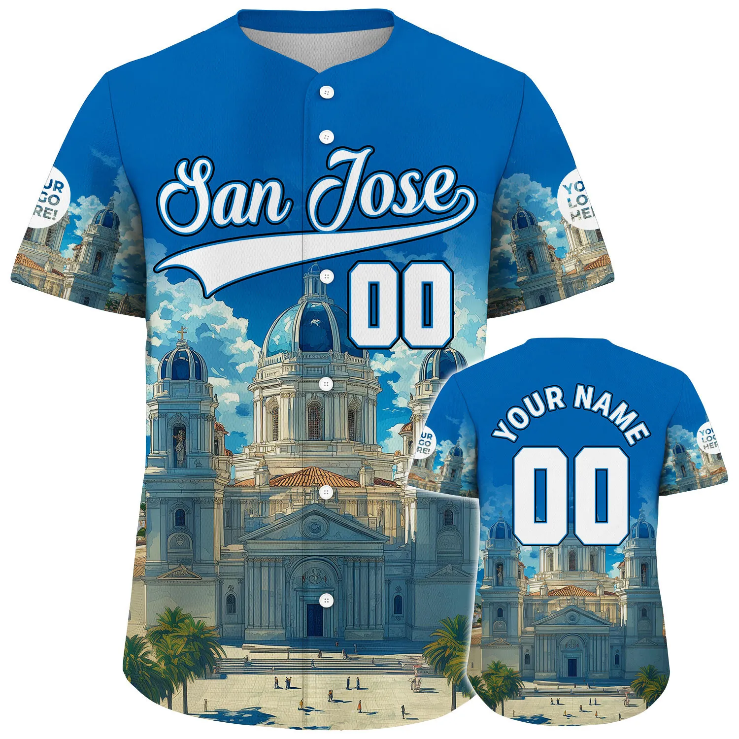 White Blue San Jose Cathedral Basilica Of St Joseph Charming Day Custom Name Baseball Jerseys For Men & Women