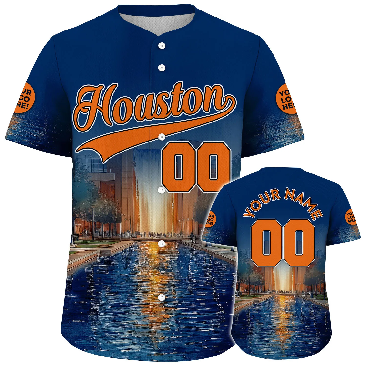 Orange Dark Blue Houston Texas Minute Maid Park Night Match Custom Name Baseball Jerseys For Men & Women
