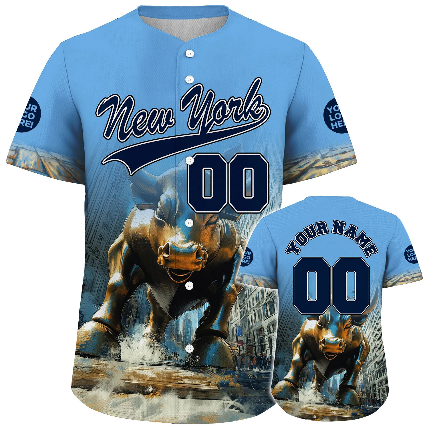 Obsidian Blue Sky Blue New York Fierce Copper Buffalo In City Road Custom Name Baseball Jerseys For Men & Women