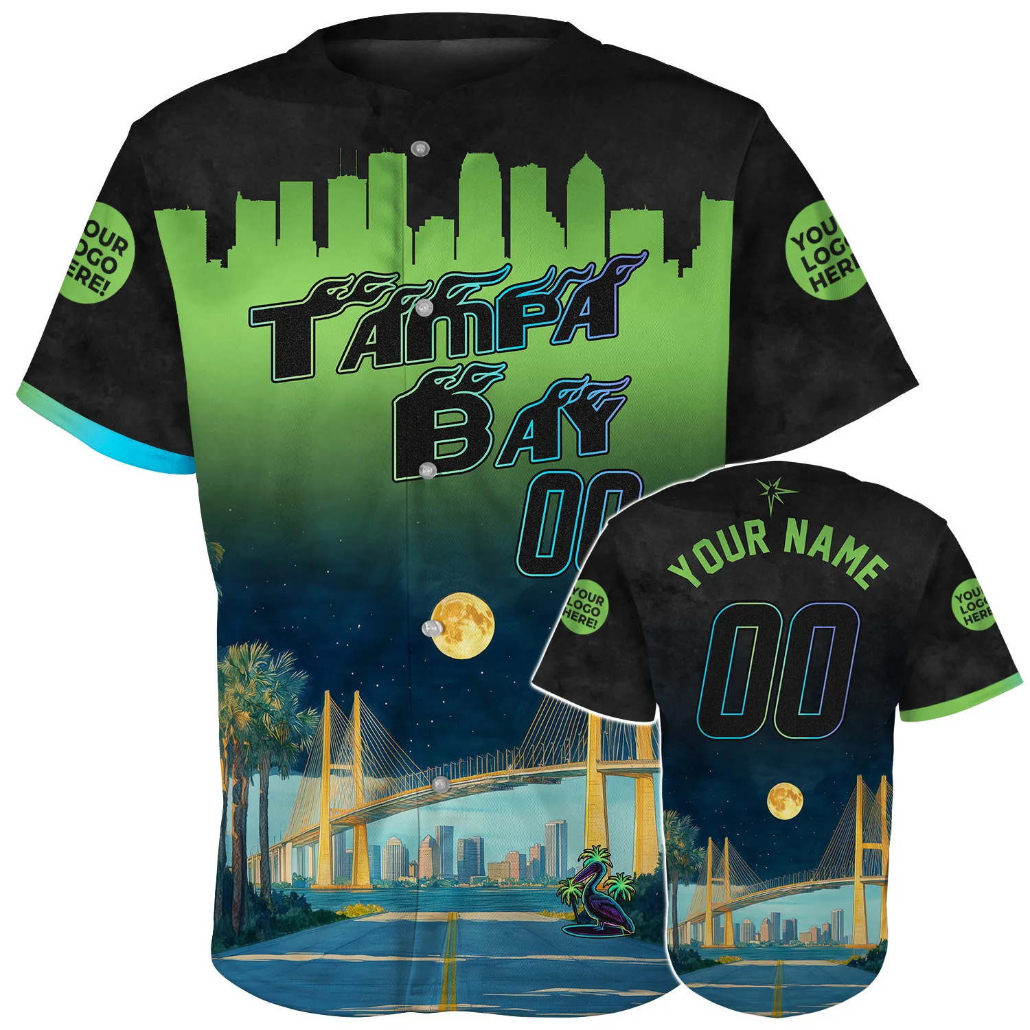 Tampa Bay Sunshine Skyway Bridge Skyline Custom Name Baseball Jerseys For Men & Women