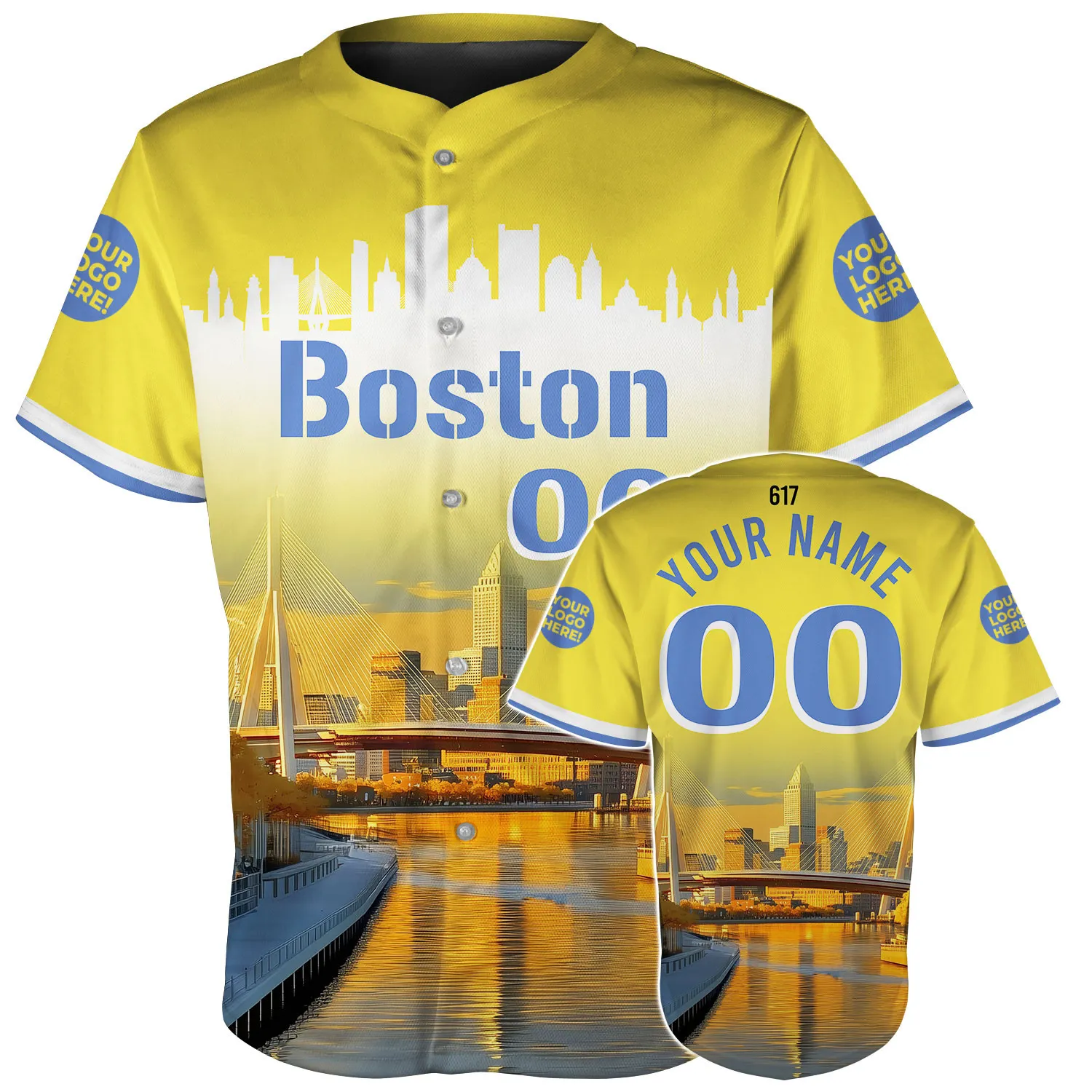 Boston Zakim Bridge Skyline Custom Name Baseball Jerseys For Men & Women