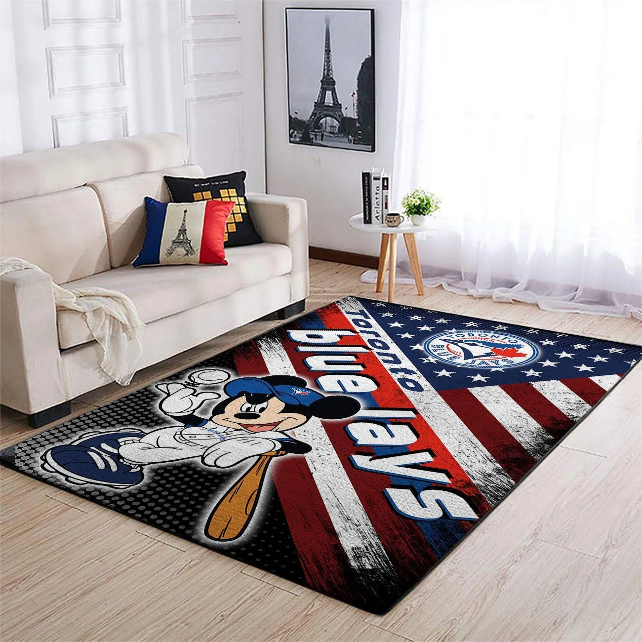 Toronto Blue Jays MLB Team Logo Mickey Us Style Nice Gift Rectangle Area Rugs Carpet For Living Room, Bedroom, Kitchen Rugs, Non-Slip Carpet 148QP-5839