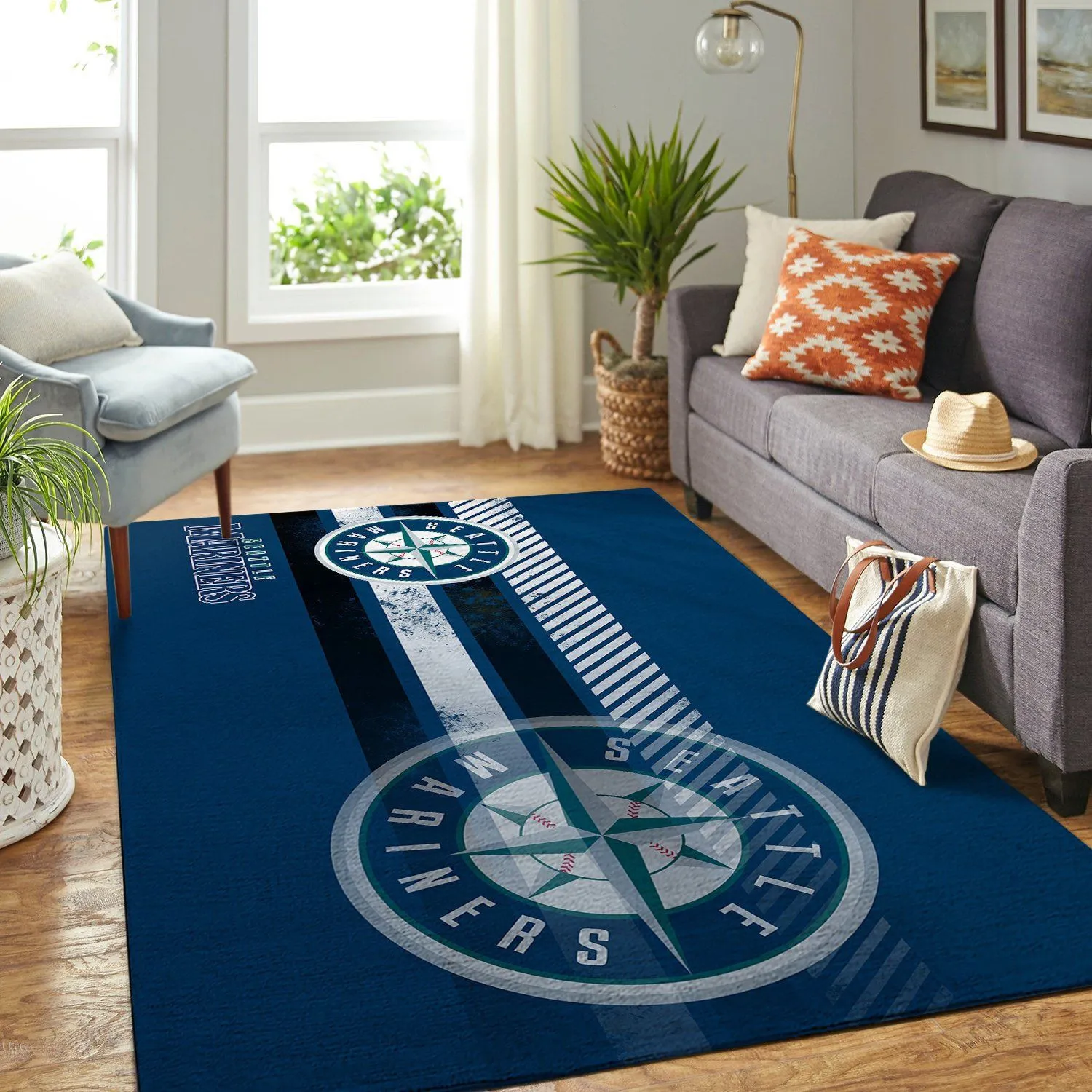 Seattle Mariners MLB Team Logo Nice Gift Rectangle Area Rugs Carpet For Living Room, Bedroom, Kitchen Rugs, Non-Slip Carpet 816BH-1470