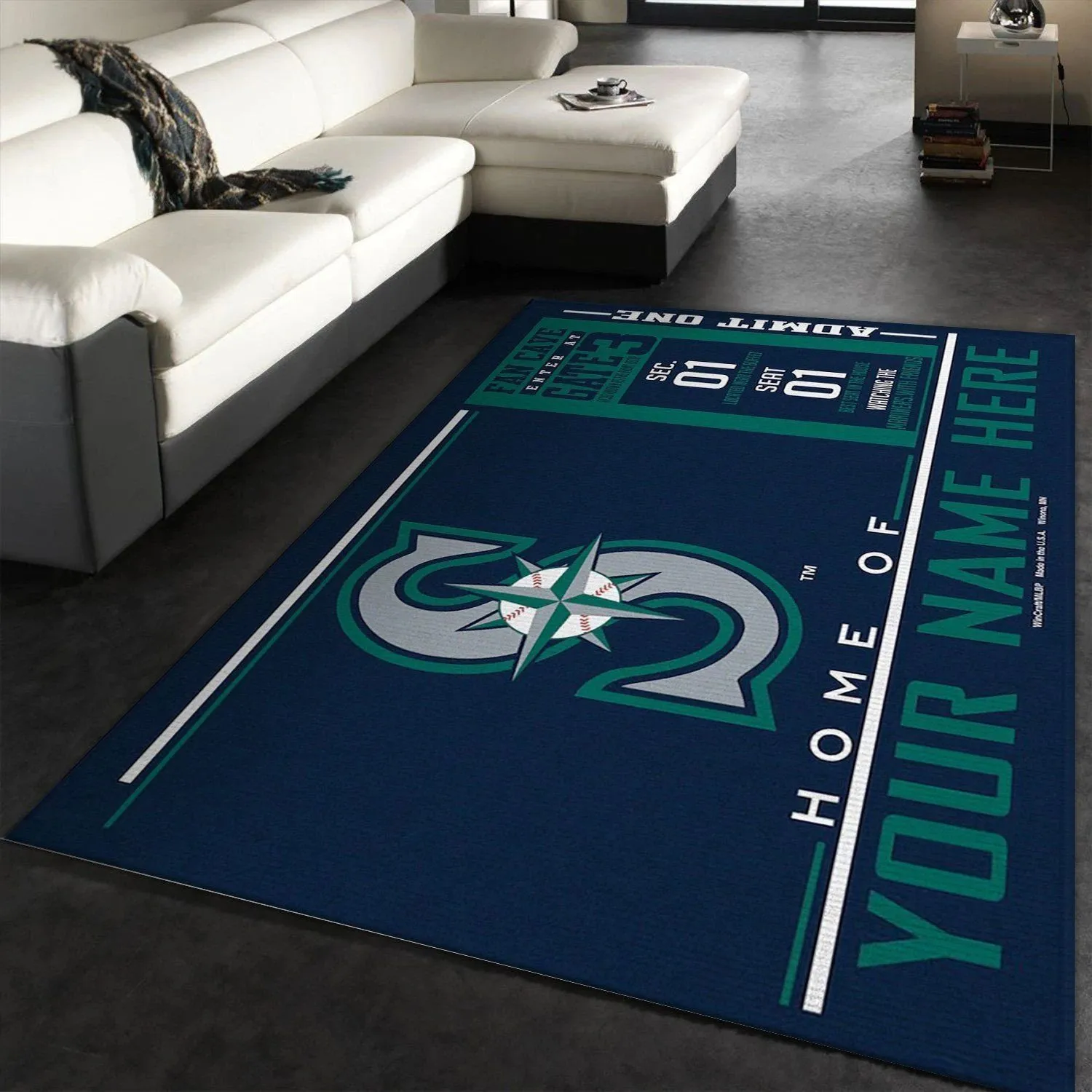 Customizable Seattle Mariners Wincraft Personalized MLB Area Rug, Living Room Rug, US Gift Decor Indoor Outdoor Rugs 126OU-1533