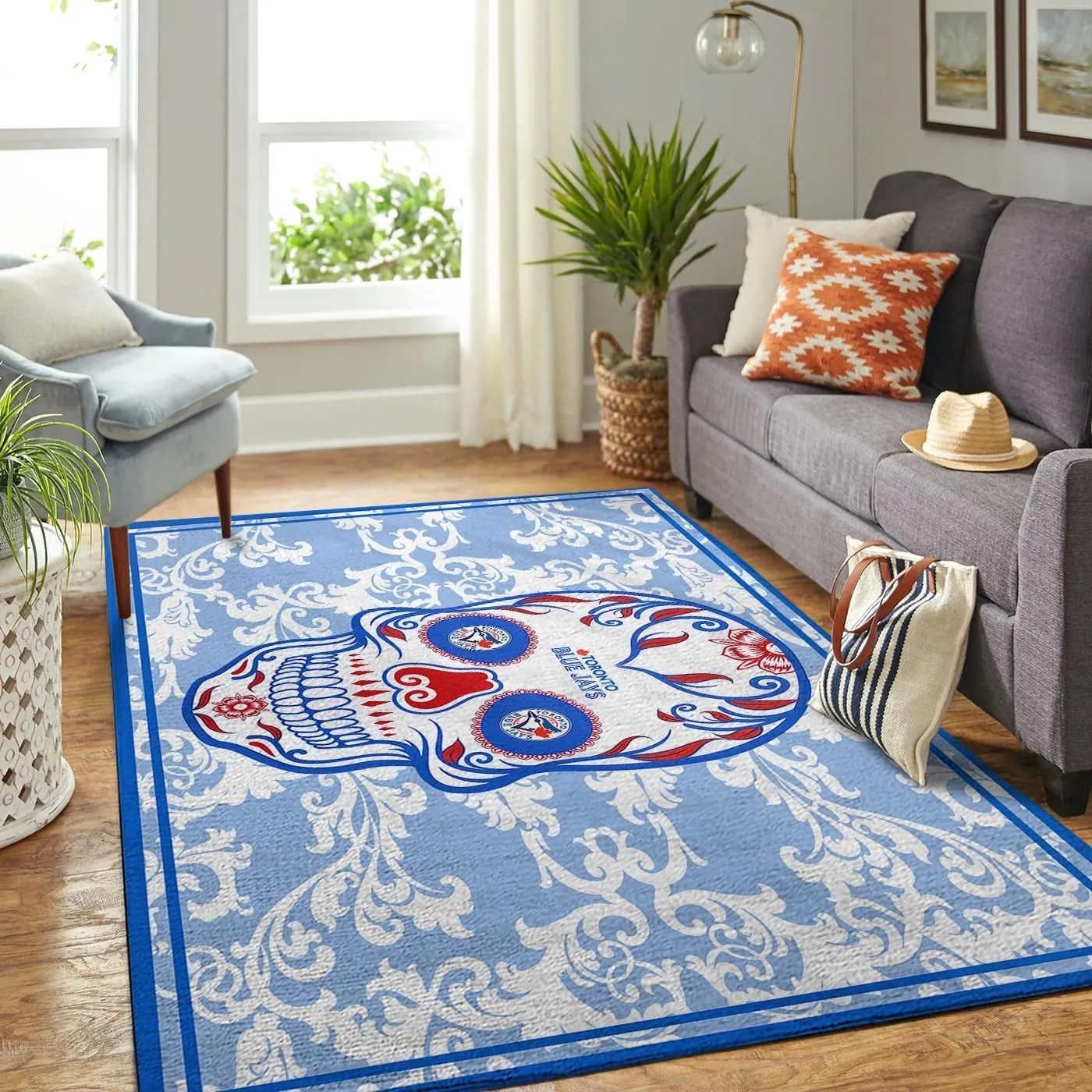 Toronto Blue Jays MLB Team Logo Skull Style Nice Gift Home Decor Rectangle Area Rug Indoor Outdoor Rugs 995AP-9909