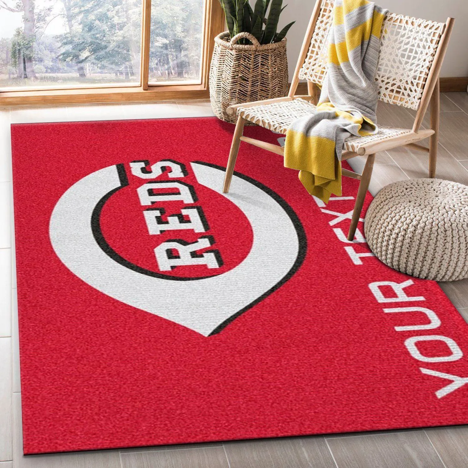 Customizable Cincinnati Reds Personalized Accent Rug MLB Area Rug, Living Room Rug, Home Decor Floor Decor Indoor Outdoor Rugs 630ED-8926