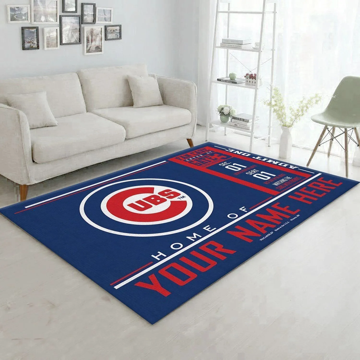 Customizable Chicago Cubs Wincraft Personalized MLB Area Rug Carpet, Kitchen Rug, US Gift Decor Indoor Outdoor Rugs 850AV-4730