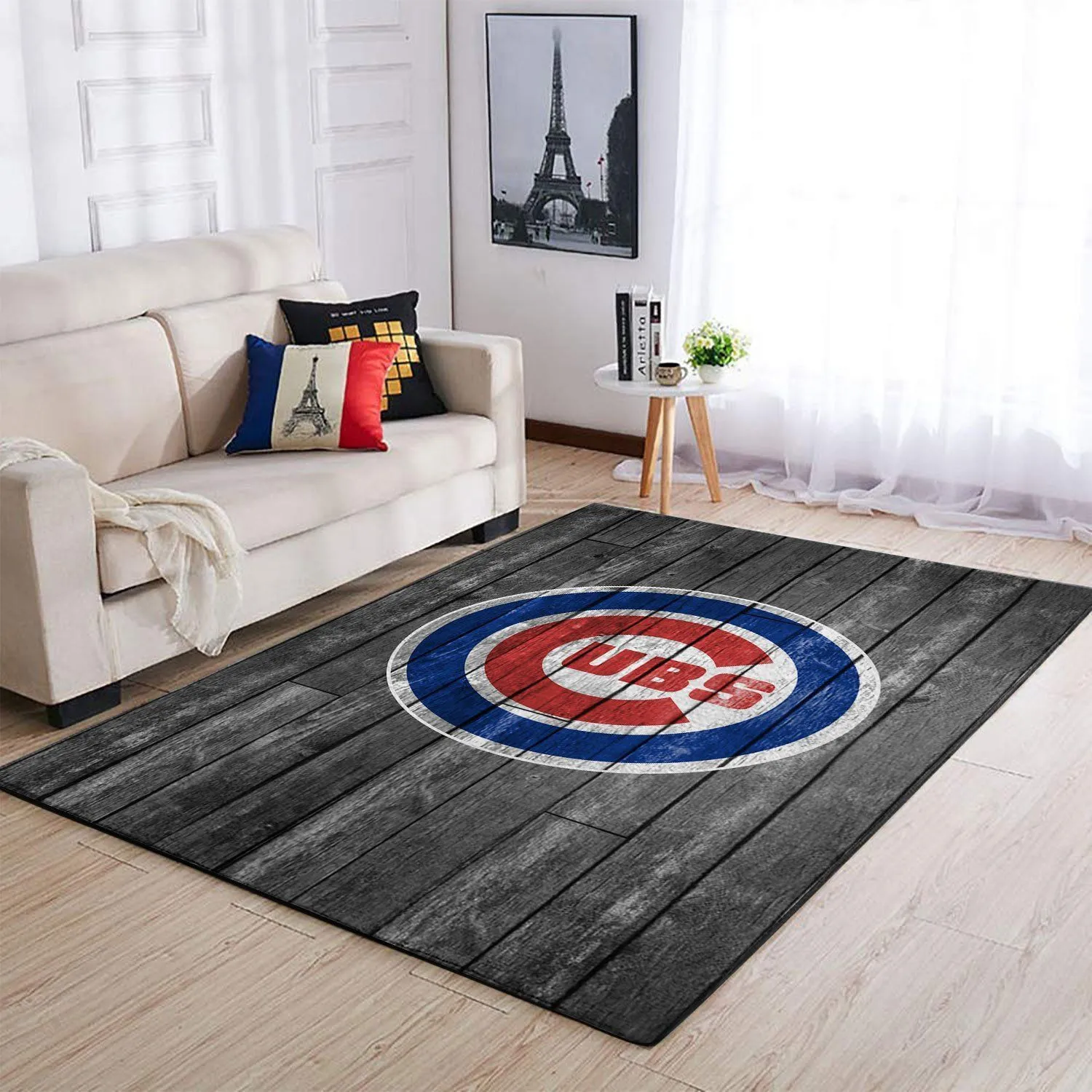 Chicago Cubs MLB Team Logo Grey Wooden Style Style Nice Gift Home Decor Rectangle Area Rug Indoor Outdoor Rugs 569NW-1358