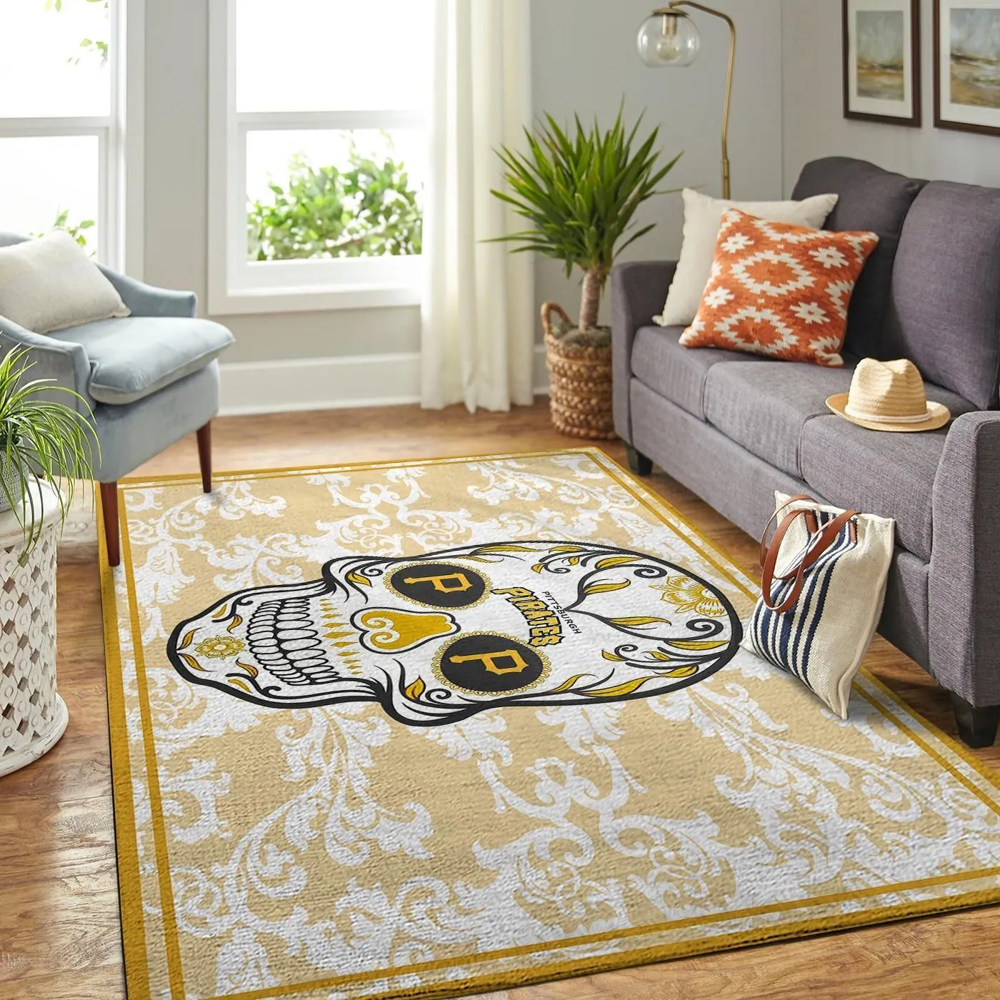 Pittsburgh Pirates MLB Team Logo Skull Style Nice Gift Home Decor Rectangle Area Rug Indoor Outdoor Rugs 223IE-6729