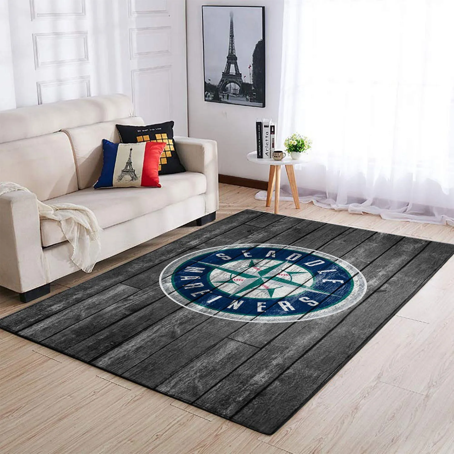 Seattle Mariners MLB Team Logo Grey Wooden Style Style Nice Gift Home Decor Rectangle Area Rug Indoor Outdoor Rugs 274LZ-9815
