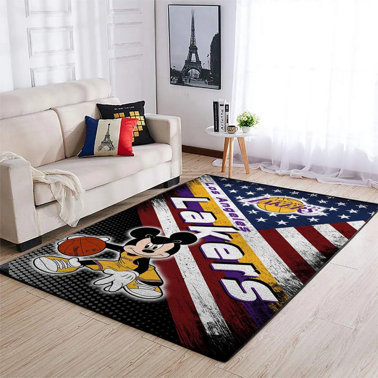 Los Angeles Laker NBA Team Logo Mickey Us Style Nice Gift Rectangle Area Rugs Carpet For Living Room, Bedroom, Kitchen Rugs, Non-Slip Carpet 204FO-8732