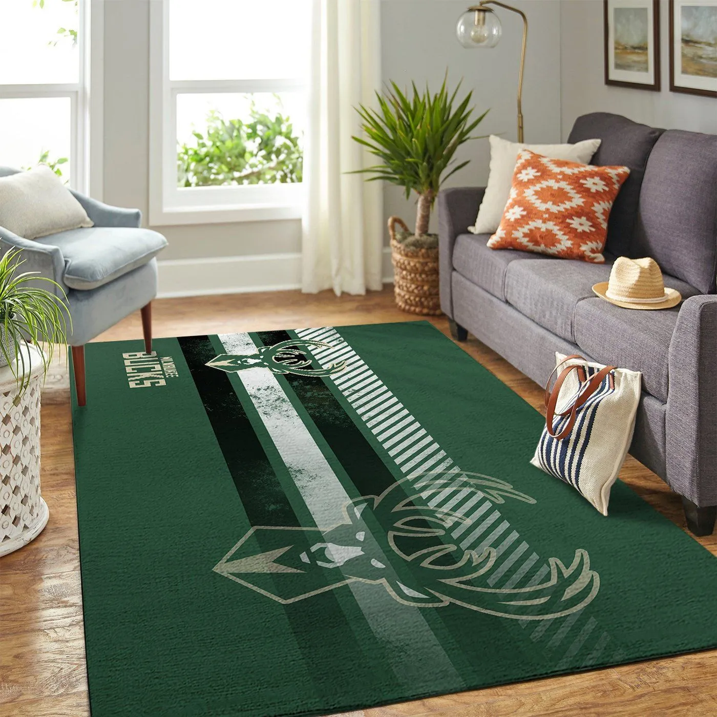 Milwaukee Bucks NBA Team Logo Nice Gift Rectangle Area Rugs Carpet For Living Room, Bedroom, Kitchen Rugs, Non-Slip Carpet 250XA-3803