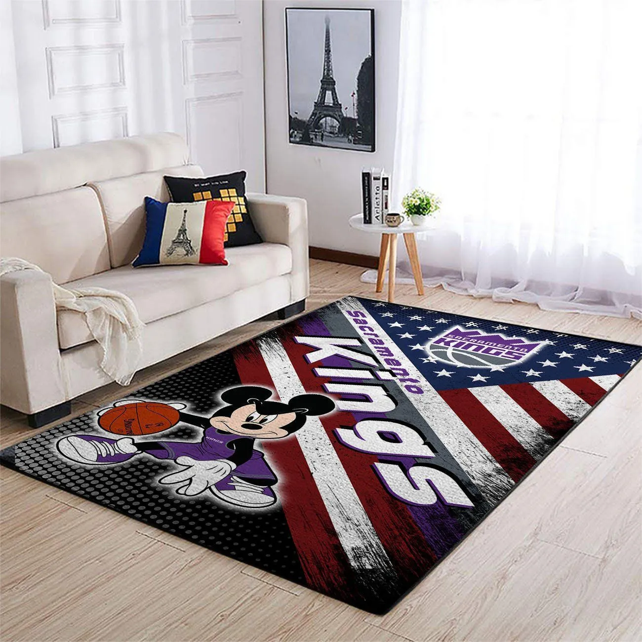Sacramento Kings NBA Team Logo Mickey Us Style Nice Gift Rectangle Area Rugs Carpet For Living Room, Bedroom, Kitchen Rugs, Non-Slip Carpet 788HJ-7671