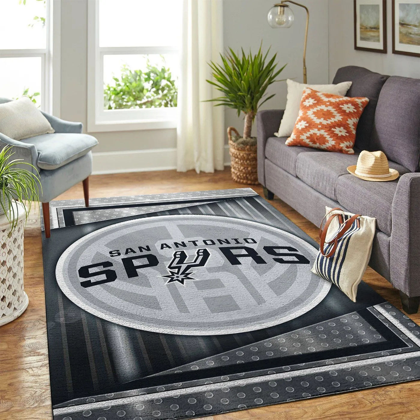 San Antonio Spurs NBA Team Logo Style Nice Gift Rectangle Area Rugs Carpet For Living Room, Bedroom, Kitchen Rugs, Non-Slip Carpet 627UA-3564