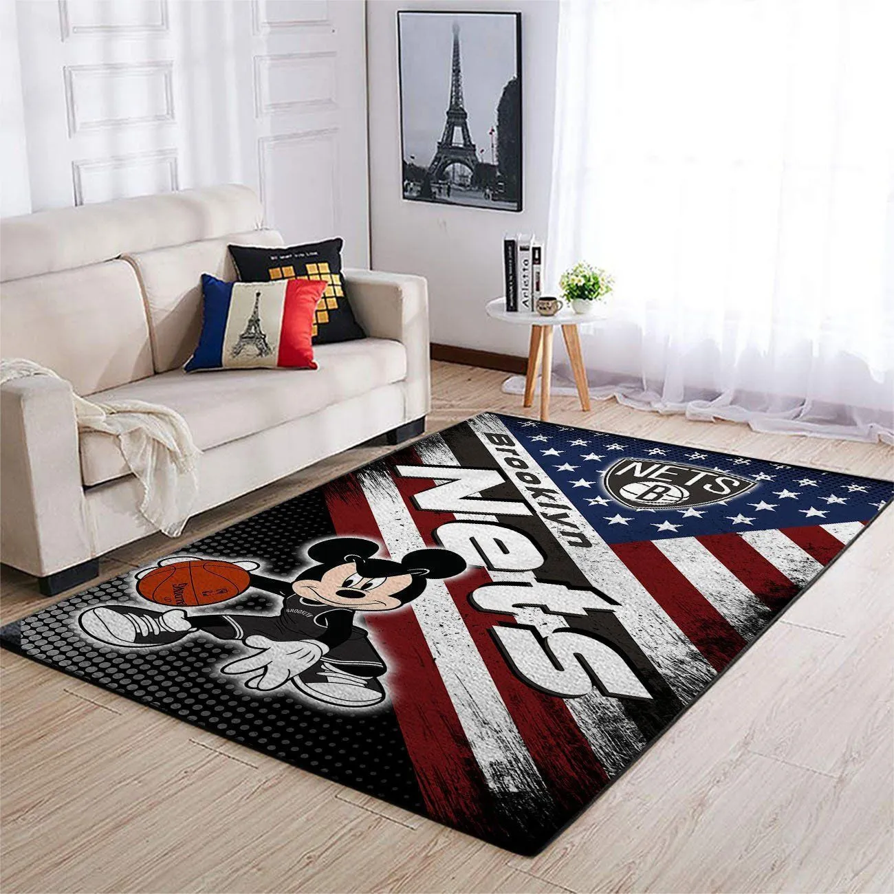 Brooklyn Nets NBA Team Logo Mickey Us Style Nice Gift Home Decor Rectangle Area Rug Indoor Outdoor Rugs 869CZ-1502