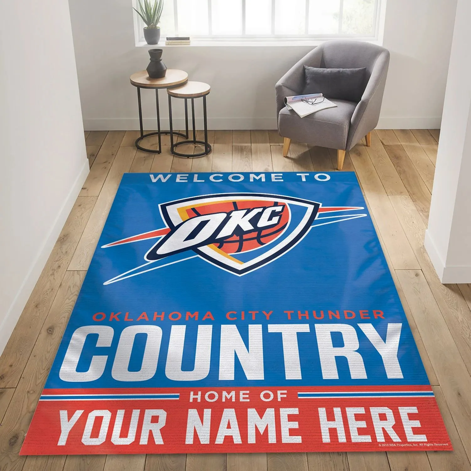 Oklahoma City Thunder Personalized NBA Area Rug For Christmas, Living Room Rug Home Decor Indoor Outdoor Rugs 136TI-1832