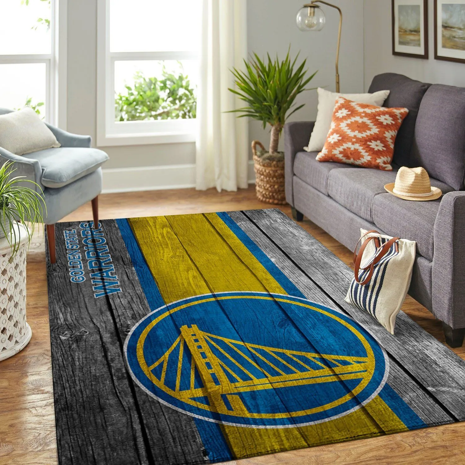 Golden State Warriors NBA Team Logo Wooden Style Nice Gift Home Decor Rectangle Area Rug Indoor Outdoor Rugs 618AM-4113