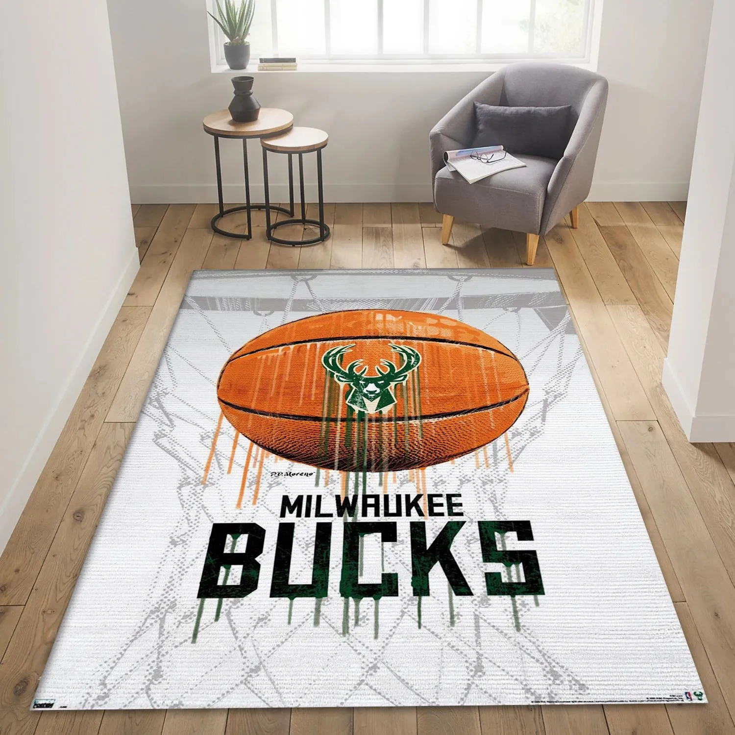 Milwaukee Bucks NBA Area Rug Carpet, Living Room Rug Home Decor Indoor Outdoor Rugs 421YP-3314