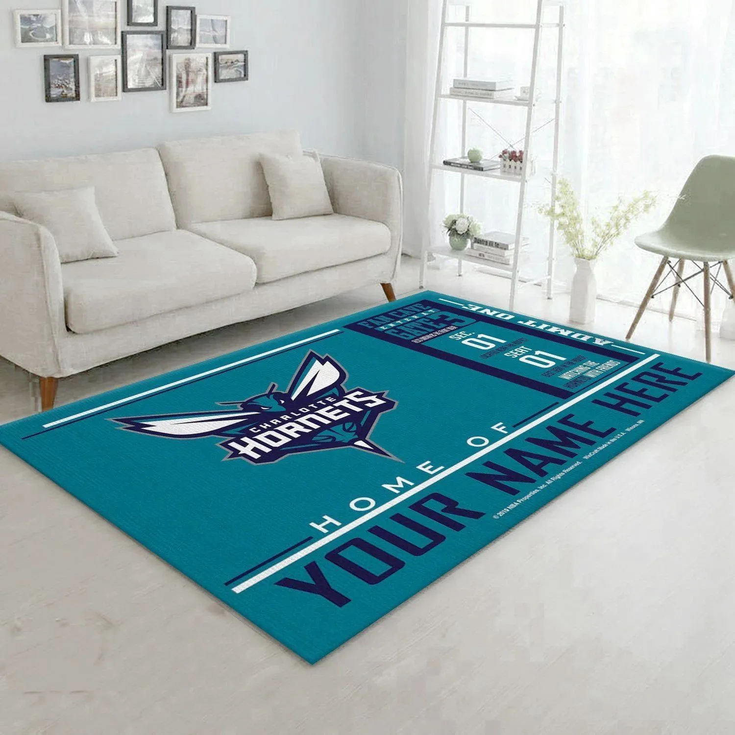 Customizable Charlotte Hornets Wincraft Personalized NBA Rug Living Room Rug Home Decor Floor Decor Indoor Outdoor Rugs 654UO-9718