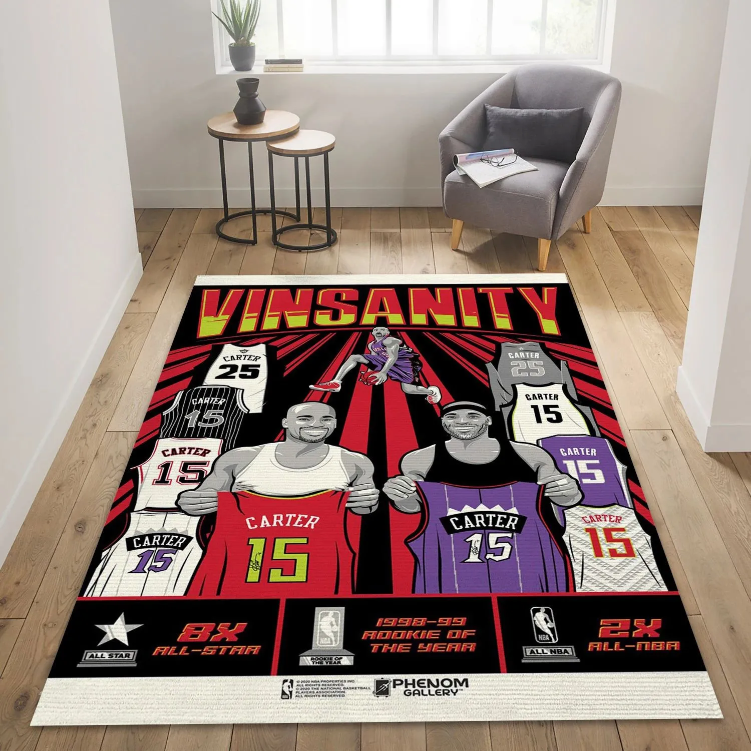 Vince Carter Toronto Raptors NBA Team Logos Area Rug, Living Room Rug US Decor Indoor Outdoor Rugs 568RJ-4181