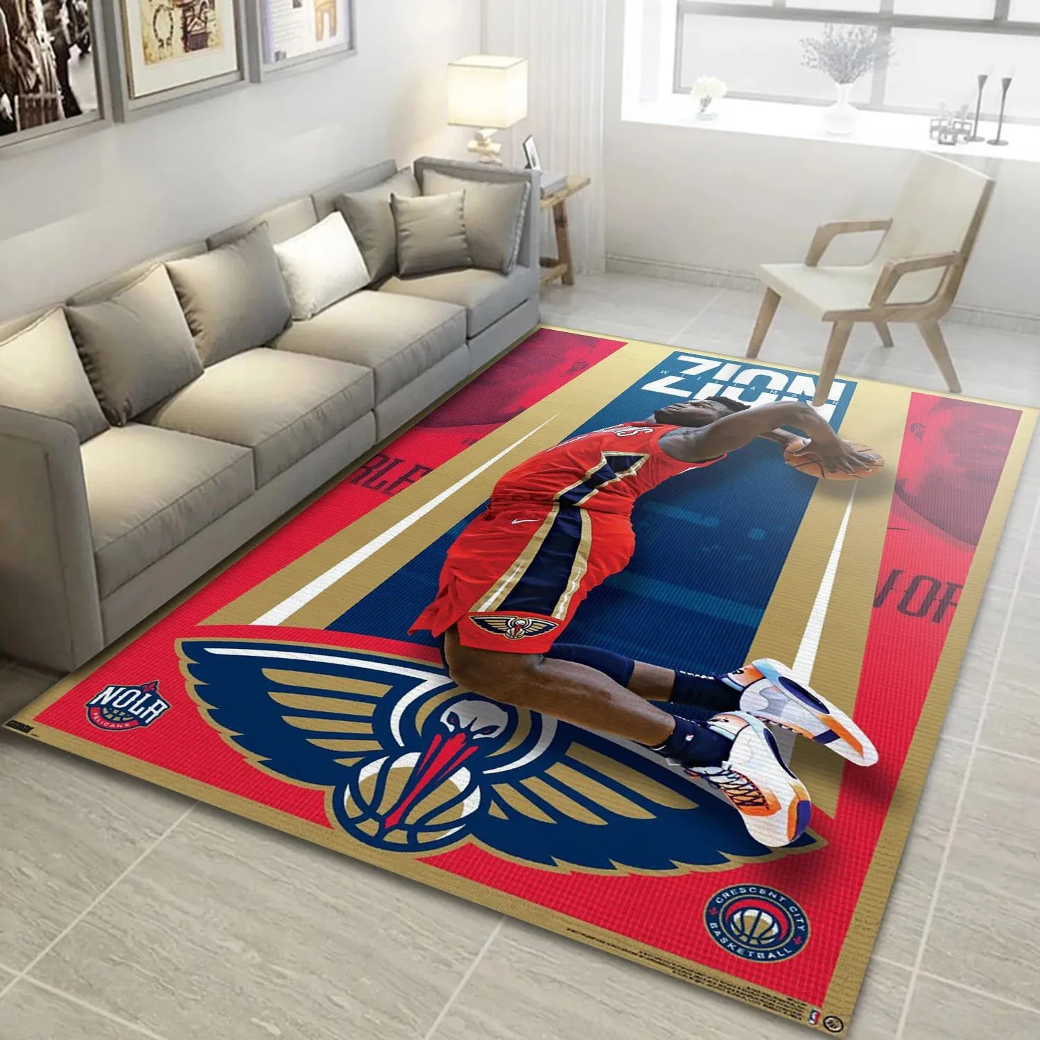 Zion Williamson New Orleans Pelicans NBA Reangle Area Rug, Living Room Rug Room Decor Indoor Outdoor Rugs 712JV-6986