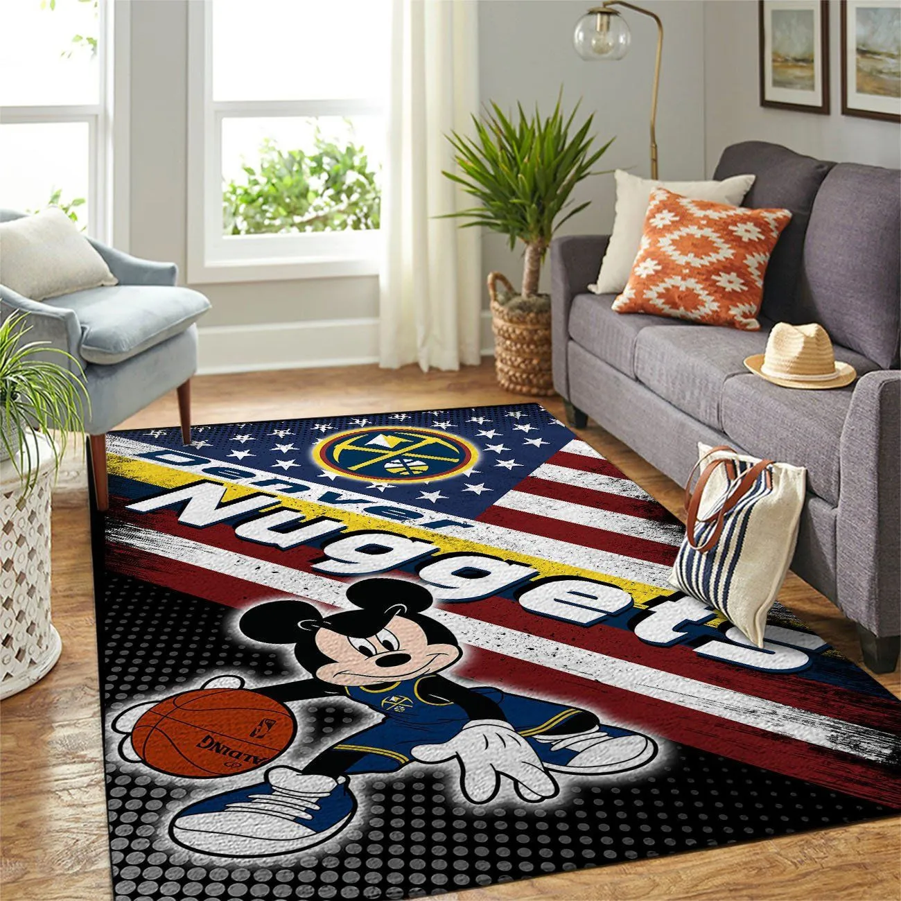 Denver Nuggets NBA Team Logo Mickey Us Style Area Rugs For Living Room Rectangle Rug Bedroom Rugs Carpet Flooring Gift 785YE-7561