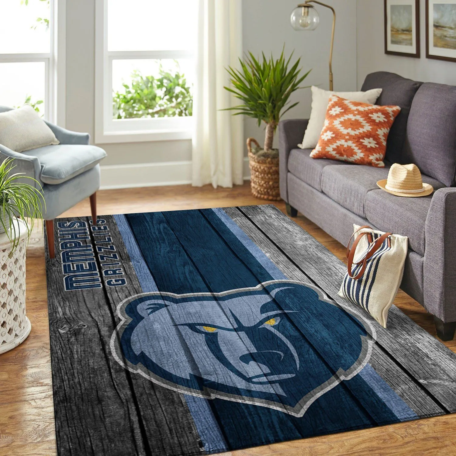Memphis Grizzlies NBA Team Logo Wooden Style Nice Gift Home Decor Rectangle Area Rug Indoor Outdoor Rugs 325AR-7354